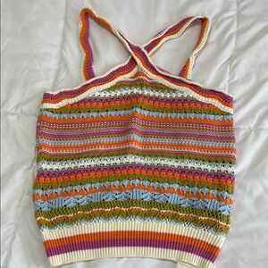 Colorful Striped Knit Women's Top
